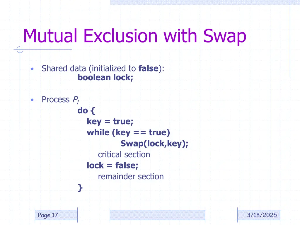 mutual exclusion with swap