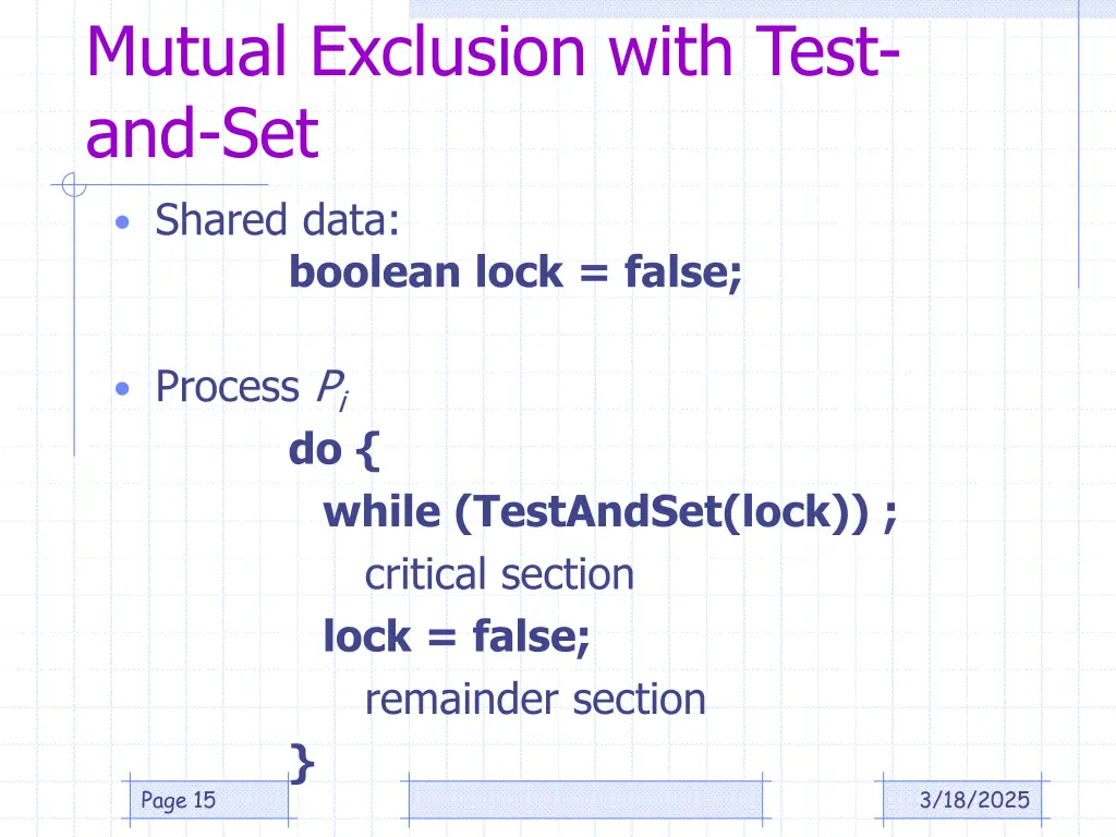 mutual exclusion with test and set