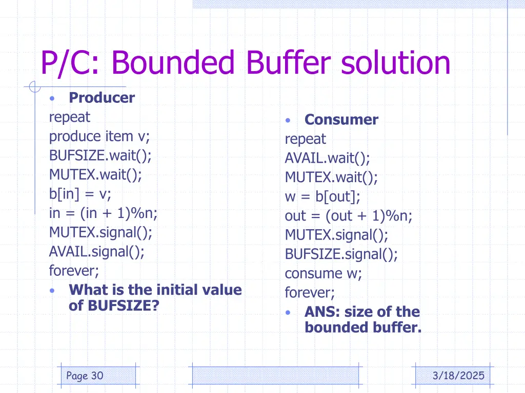 p c bounded buffer solution