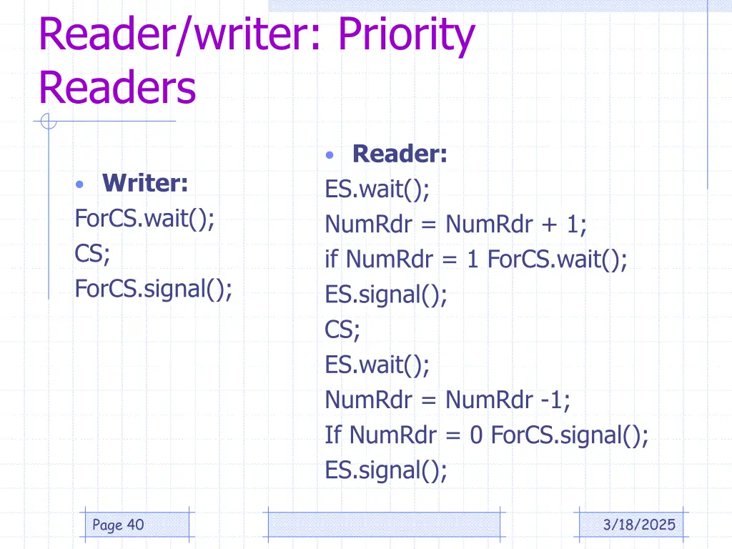 reader writer priority readers