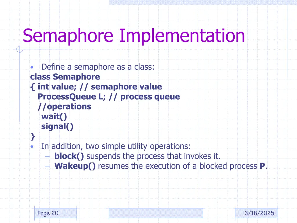 semaphore implementation