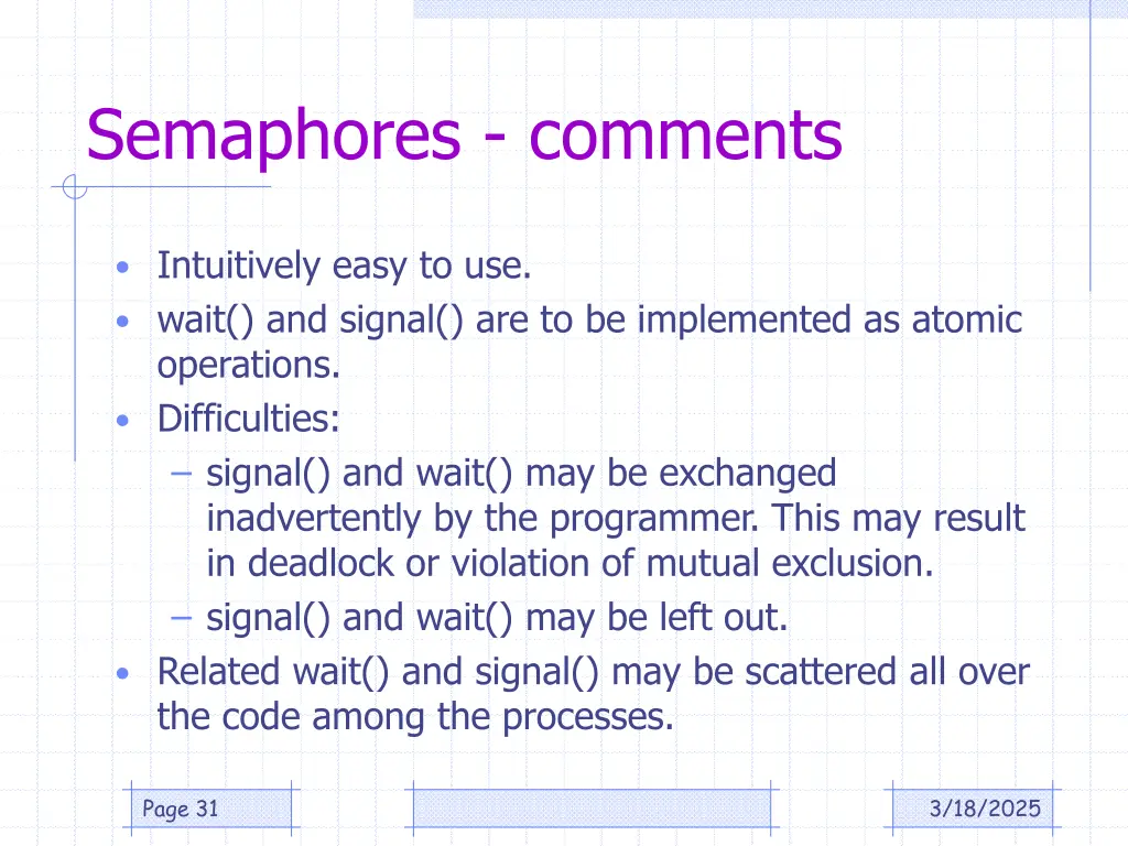 semaphores comments