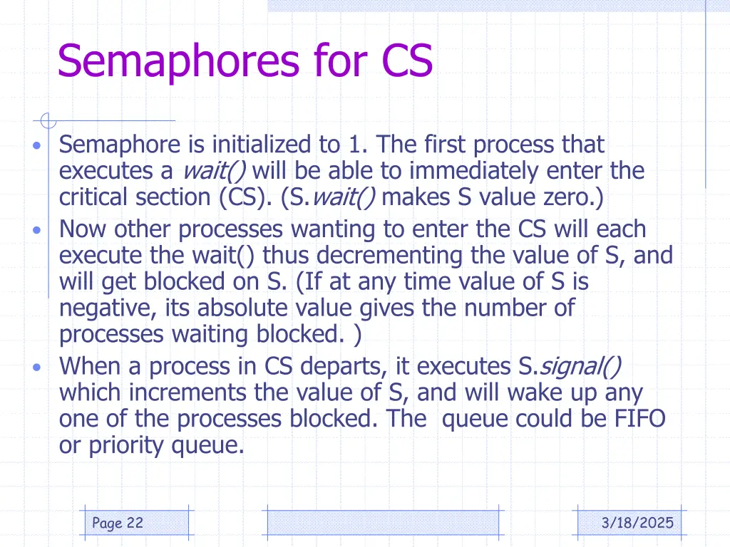 semaphores for cs