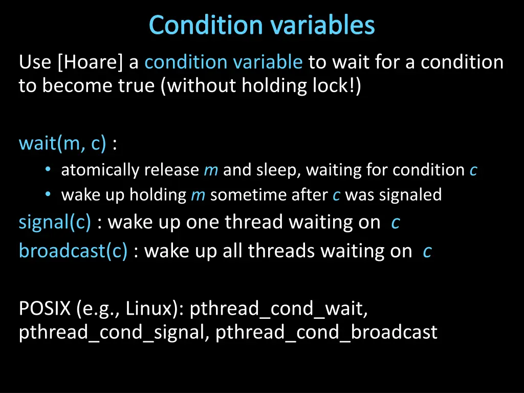condition variables