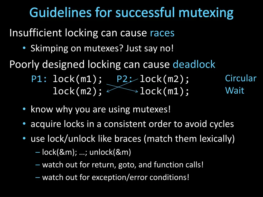 guidelines for successful mutexing