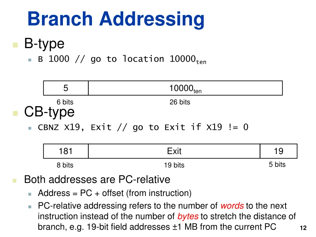 branch addressing