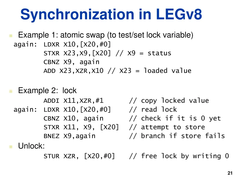 synchronization in legv8 1