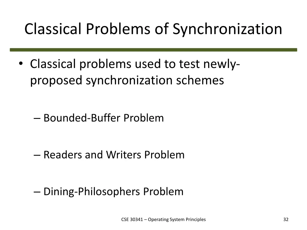 classical problems of synchronization