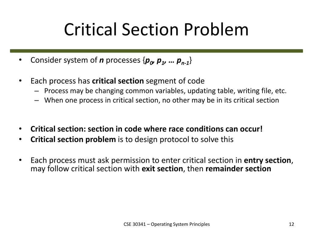 critical section problem