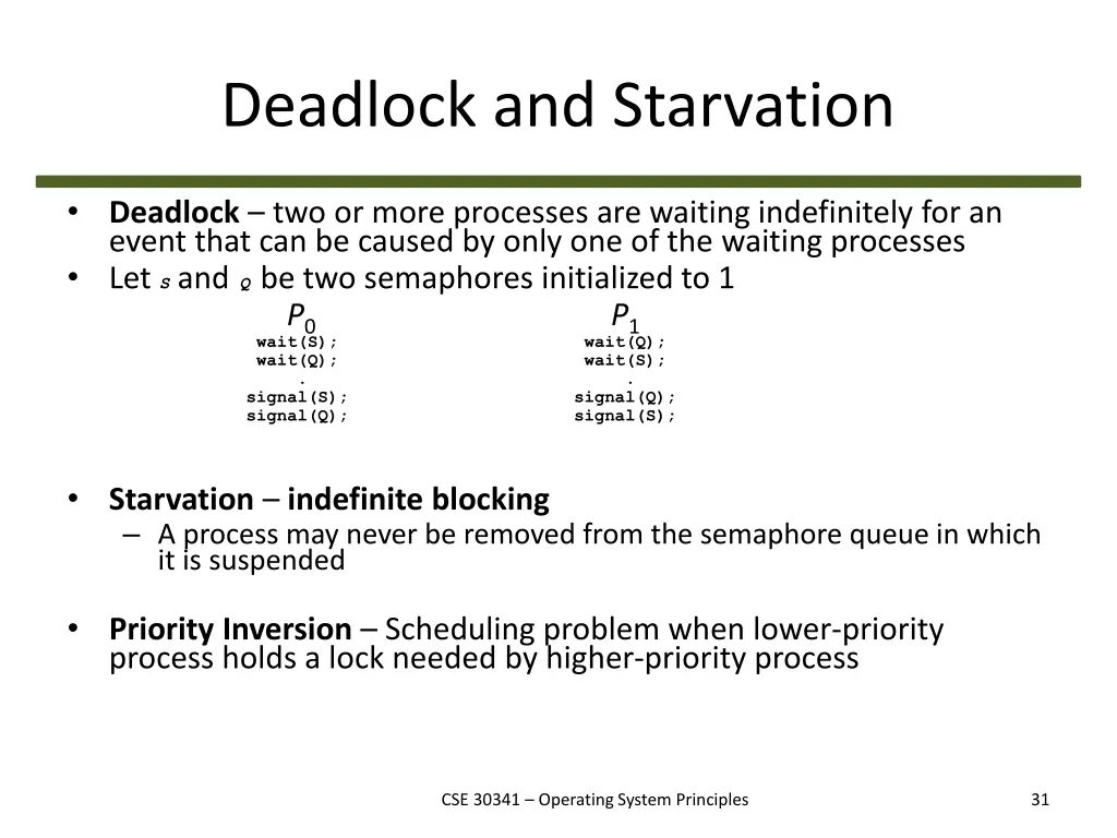 deadlock and starvation