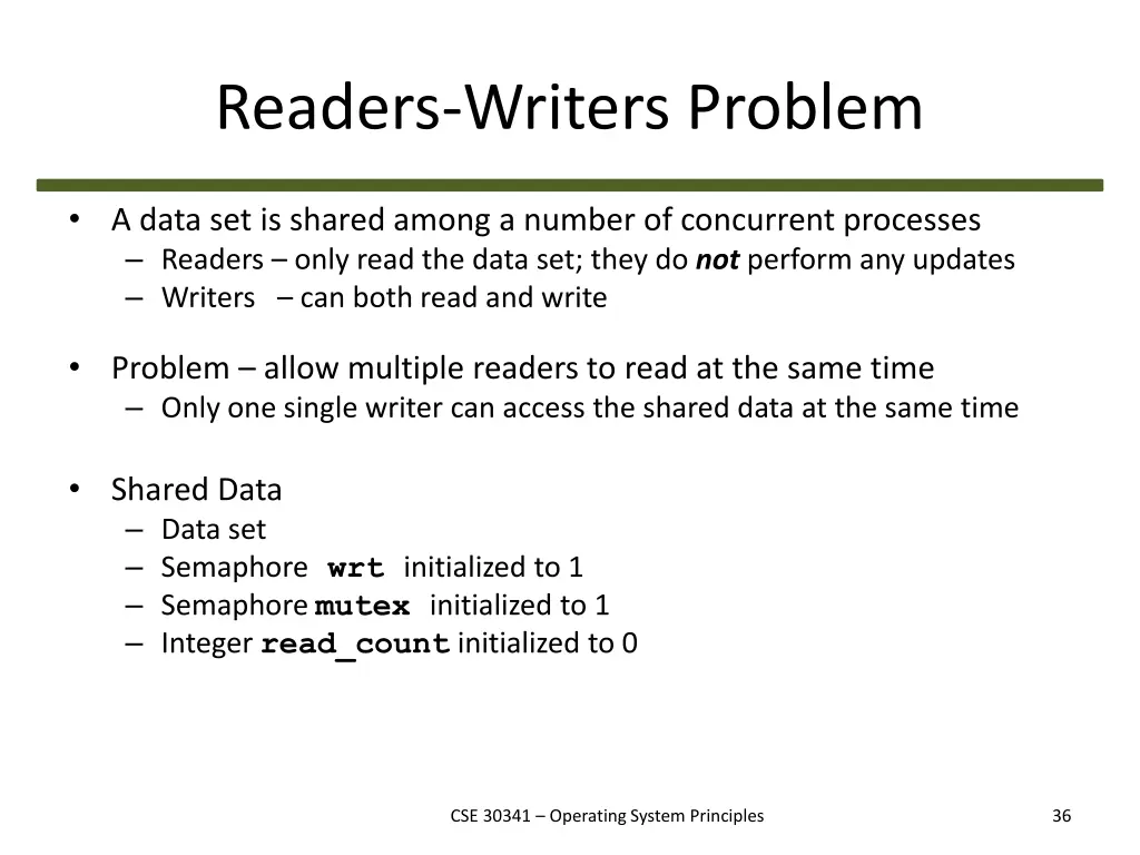 readers writers problem