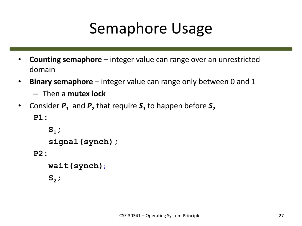 semaphore usage