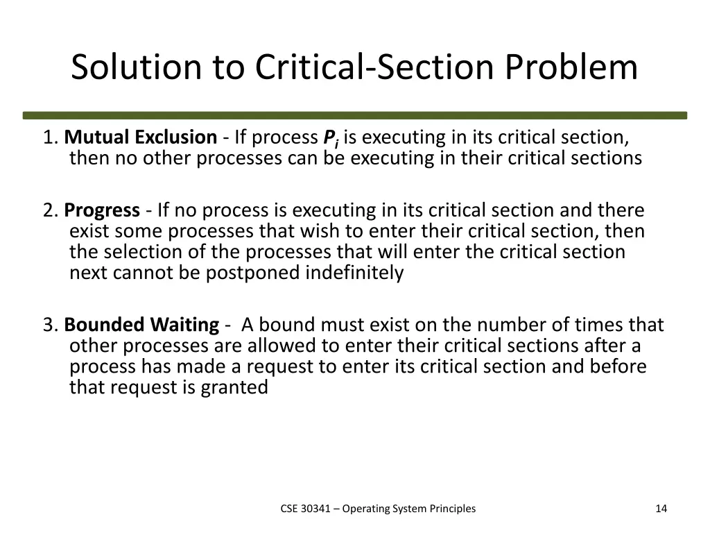 solution to critical section problem