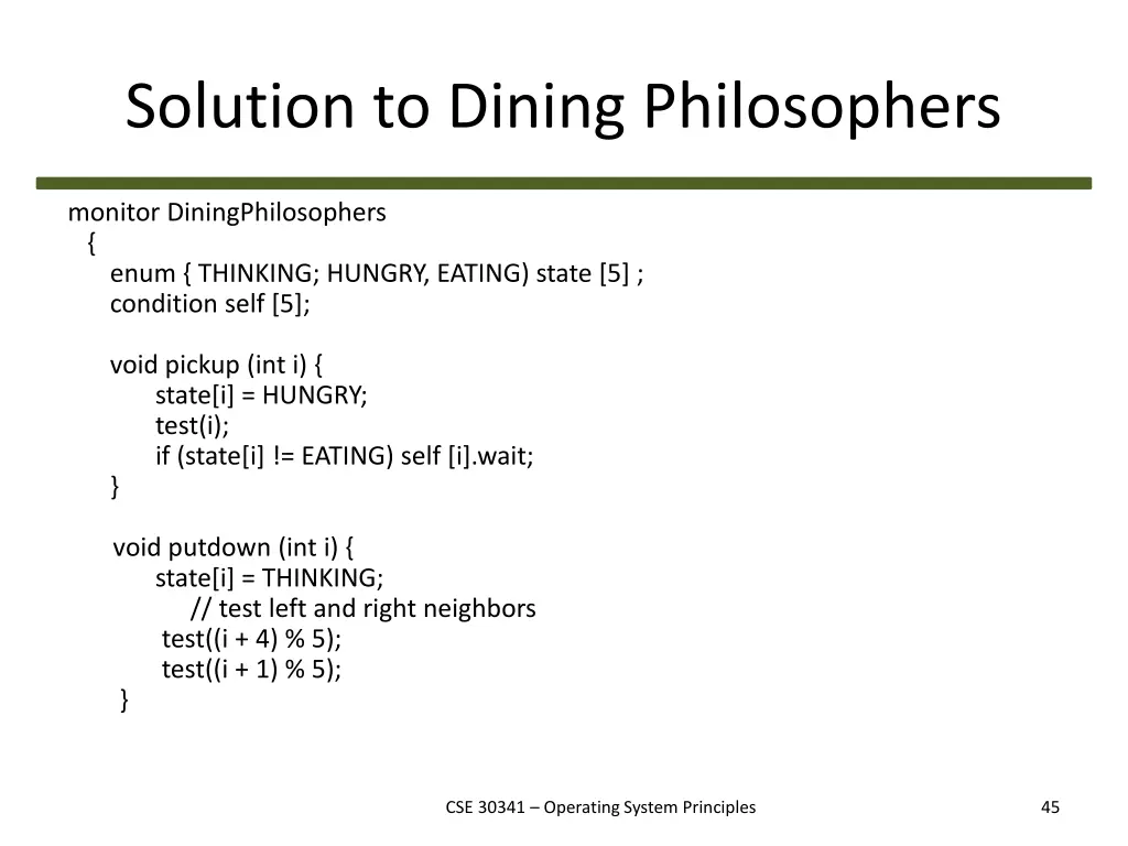 solution to dining philosophers
