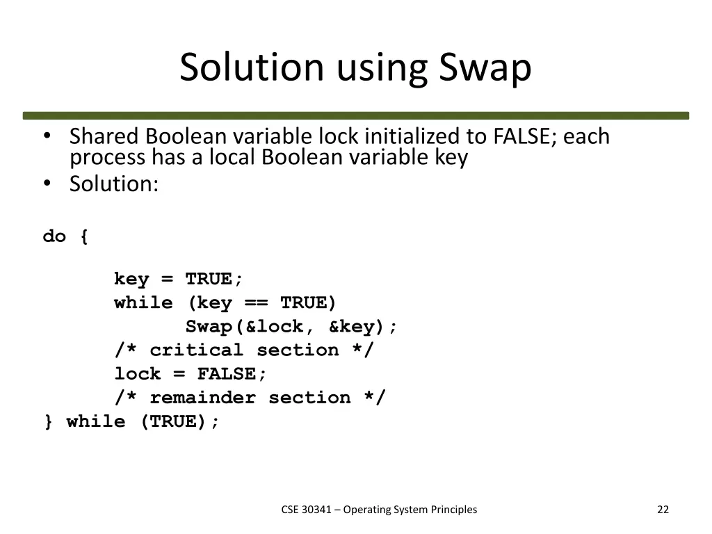 solution using swap