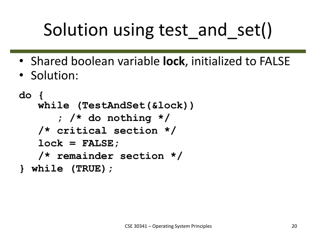 solution using test and set