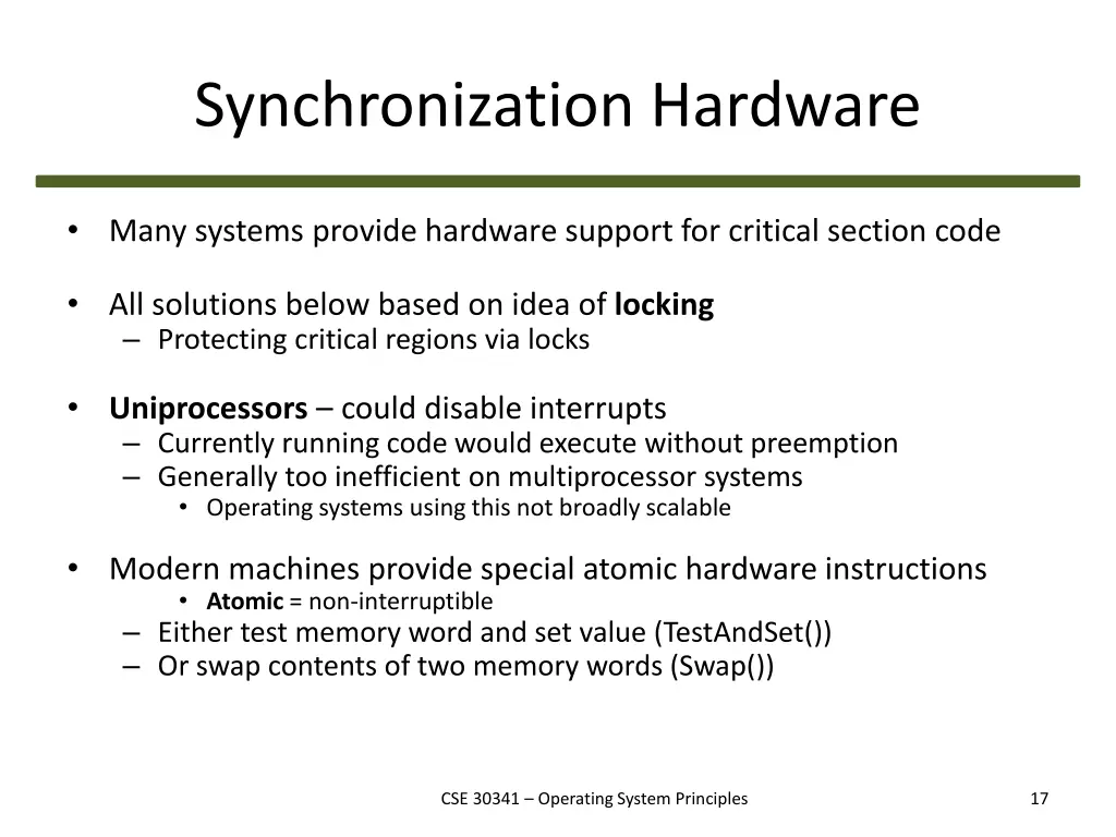 synchronization hardware