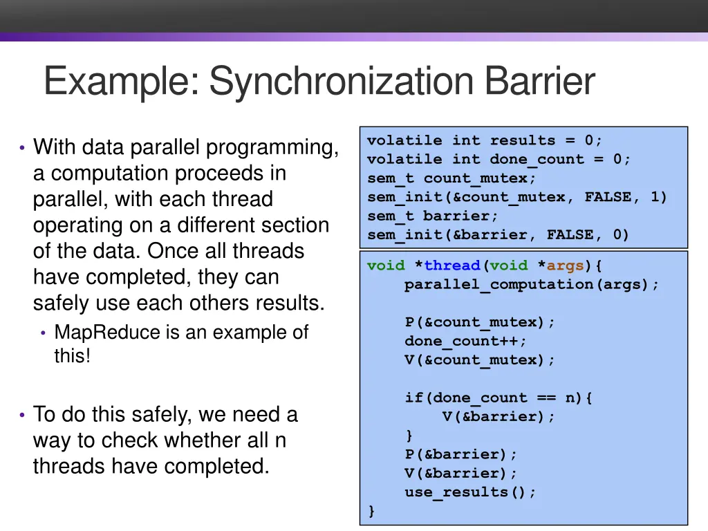 example synchronization barrier 1