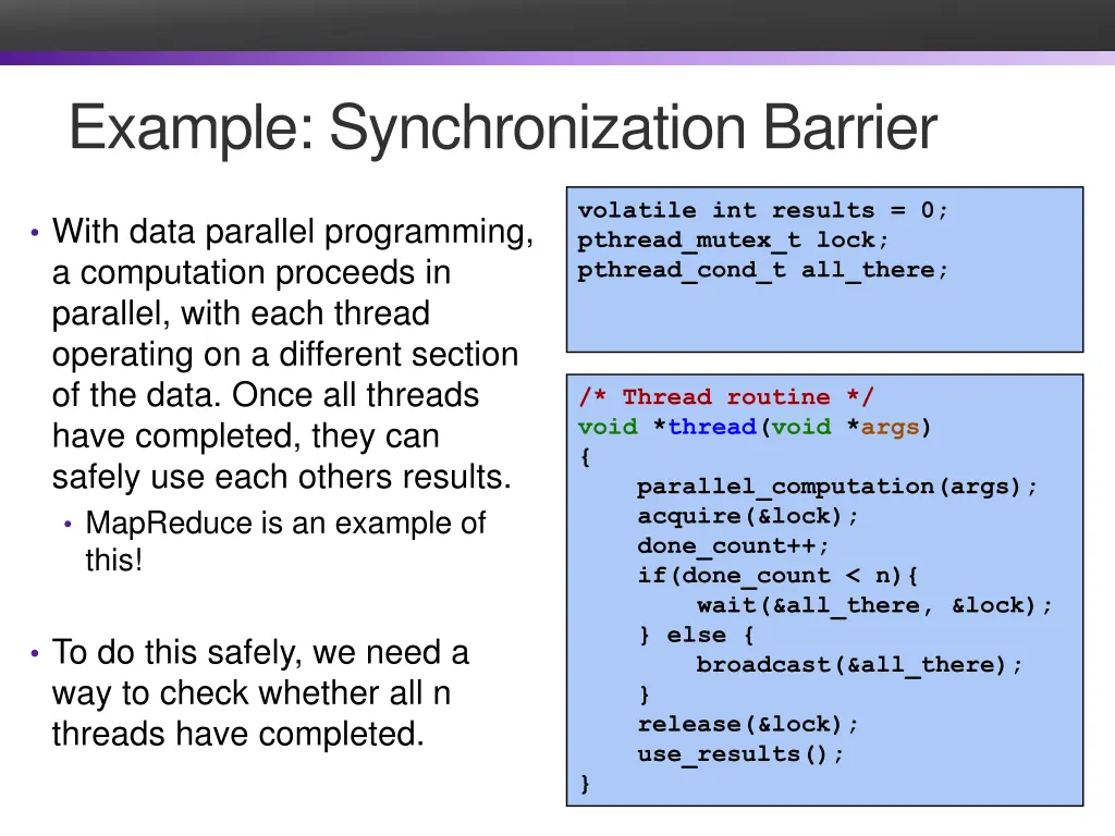 example synchronization barrier 3