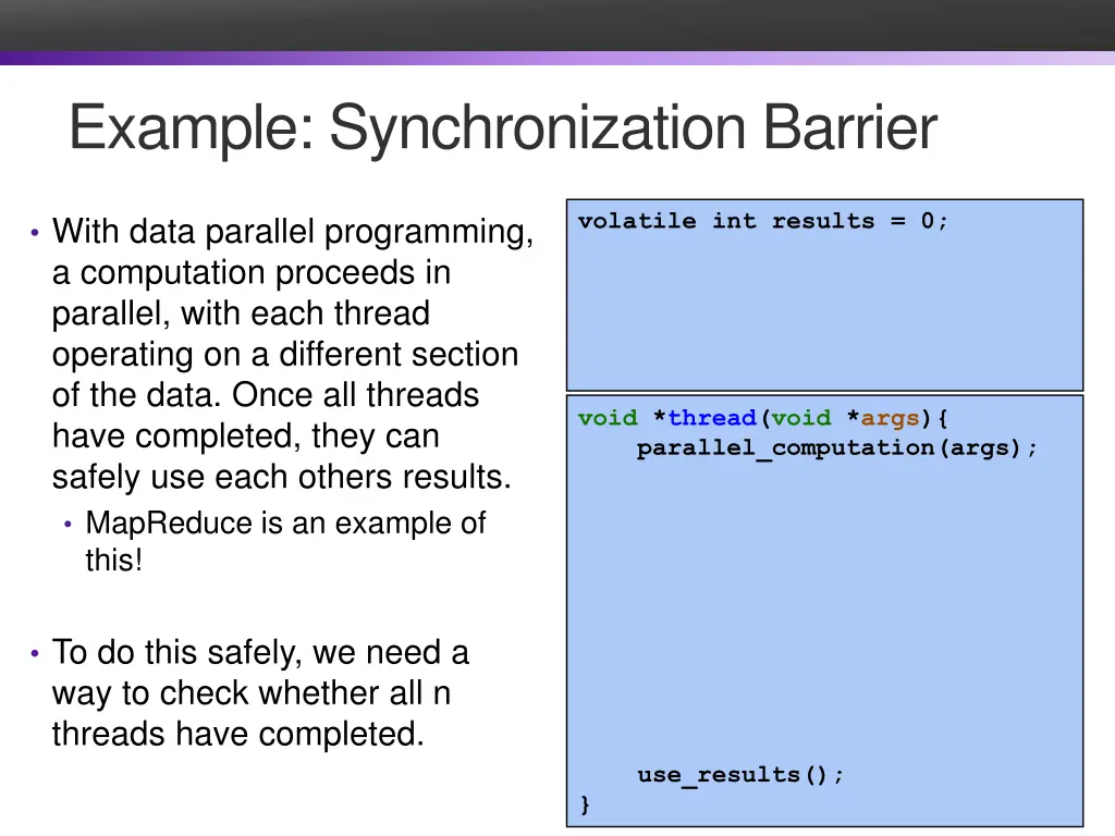 example synchronization barrier