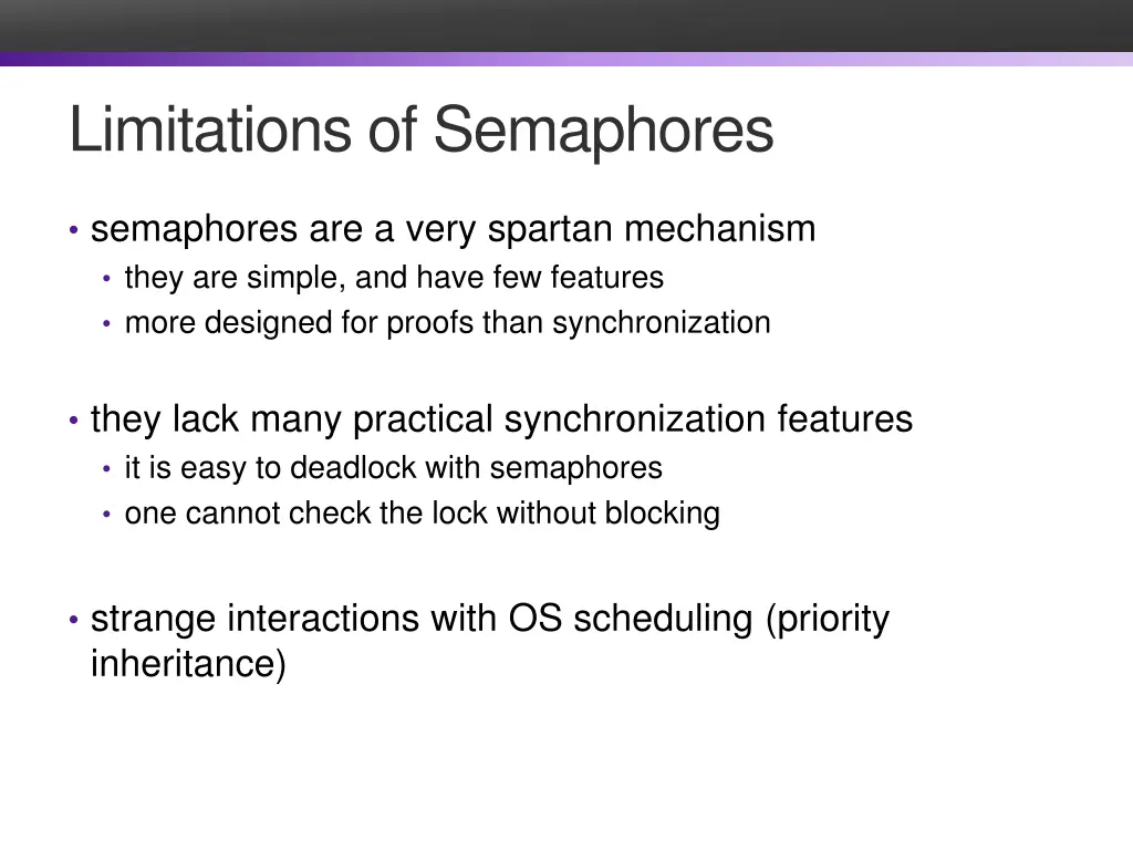 limitations of semaphores
