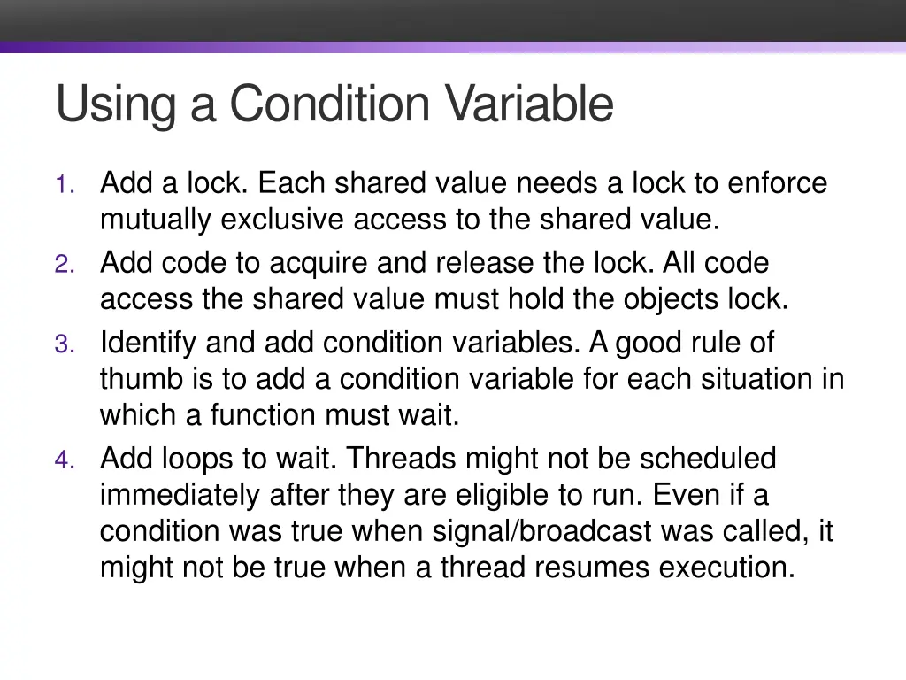 using a condition variable