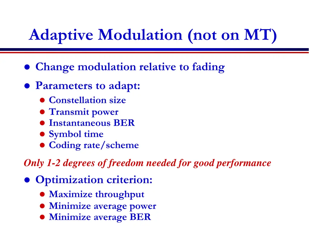 adaptive modulation not on mt