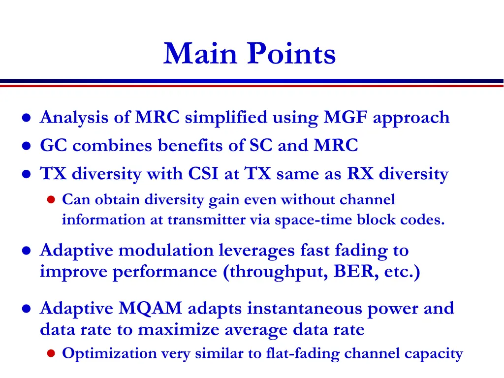 main points