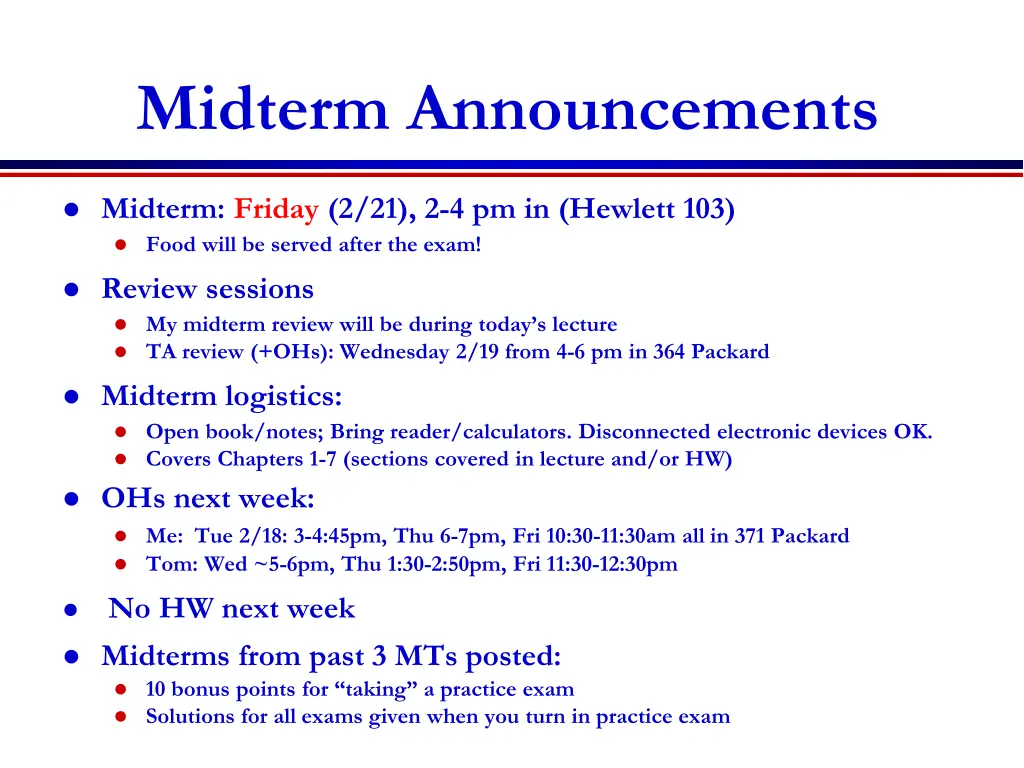 midterm announcements