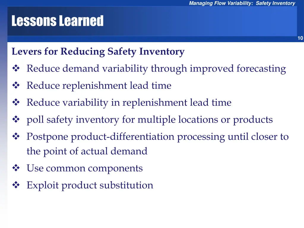 managing flow variability safety inventory 9