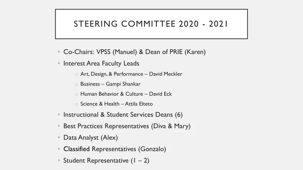 steering committee 2020 2021
