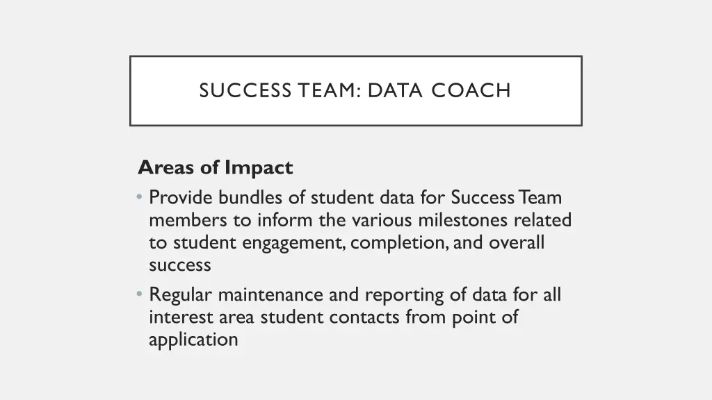 success team data coach