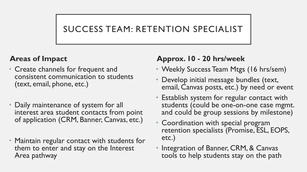 success team retention specialist 1