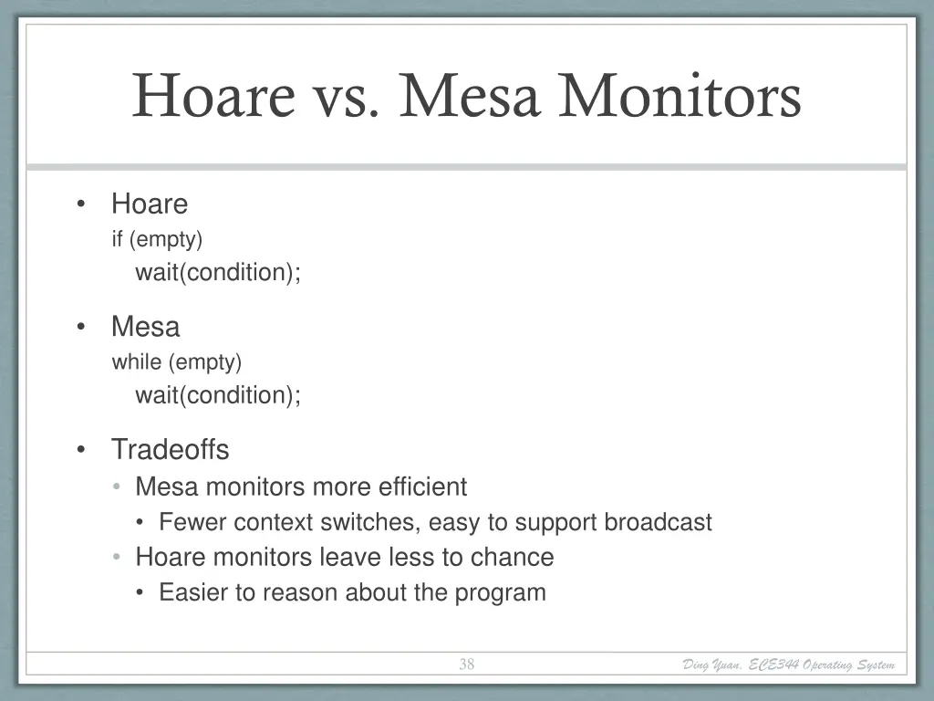 hoare vs mesa monitors