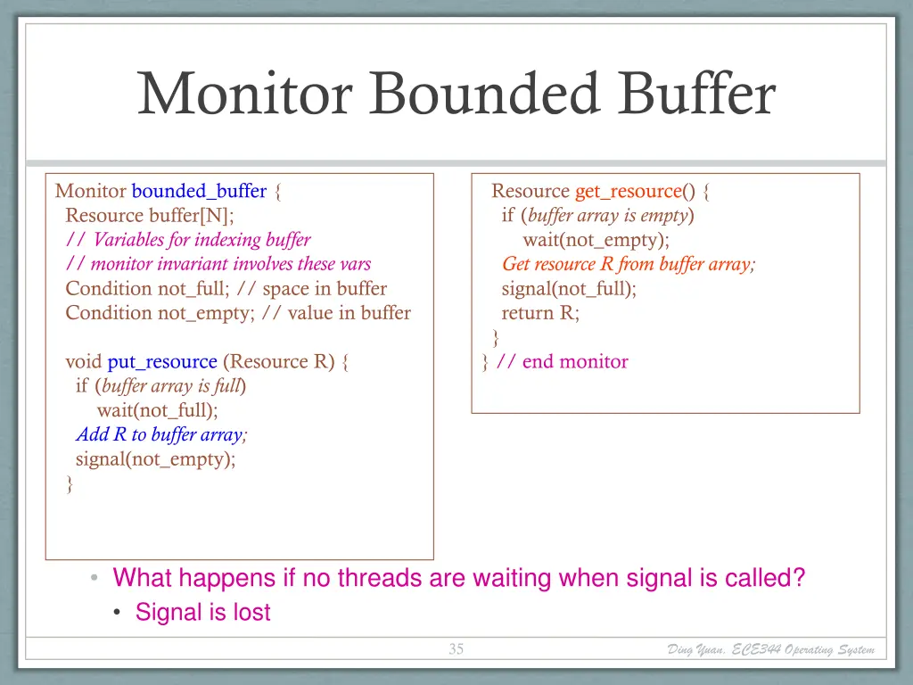 monitor bounded buffer