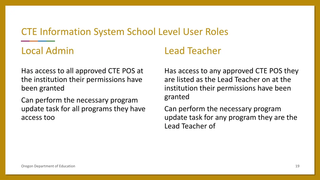 cte information system school level user roles