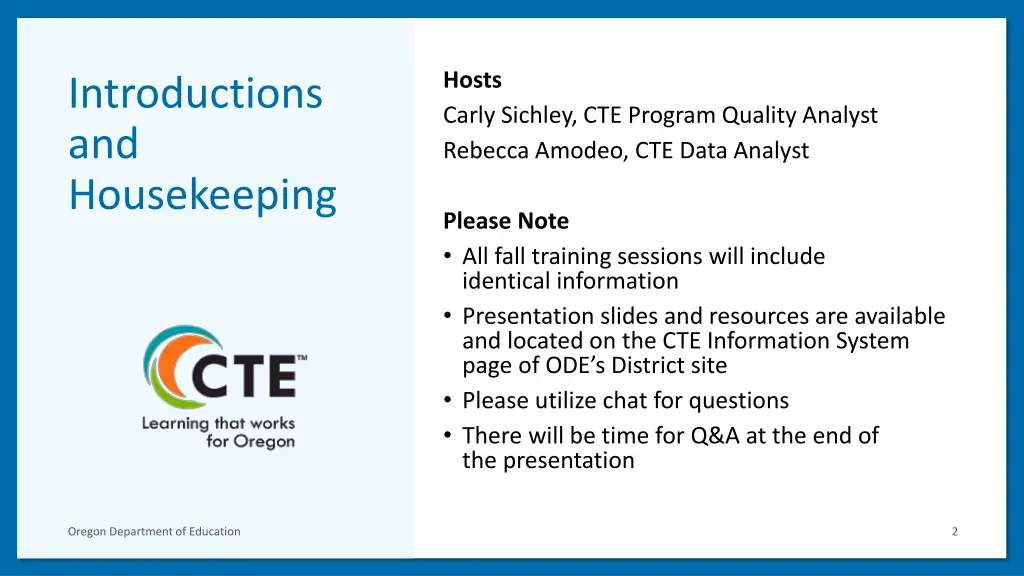 hosts carly sichley cte program quality analyst