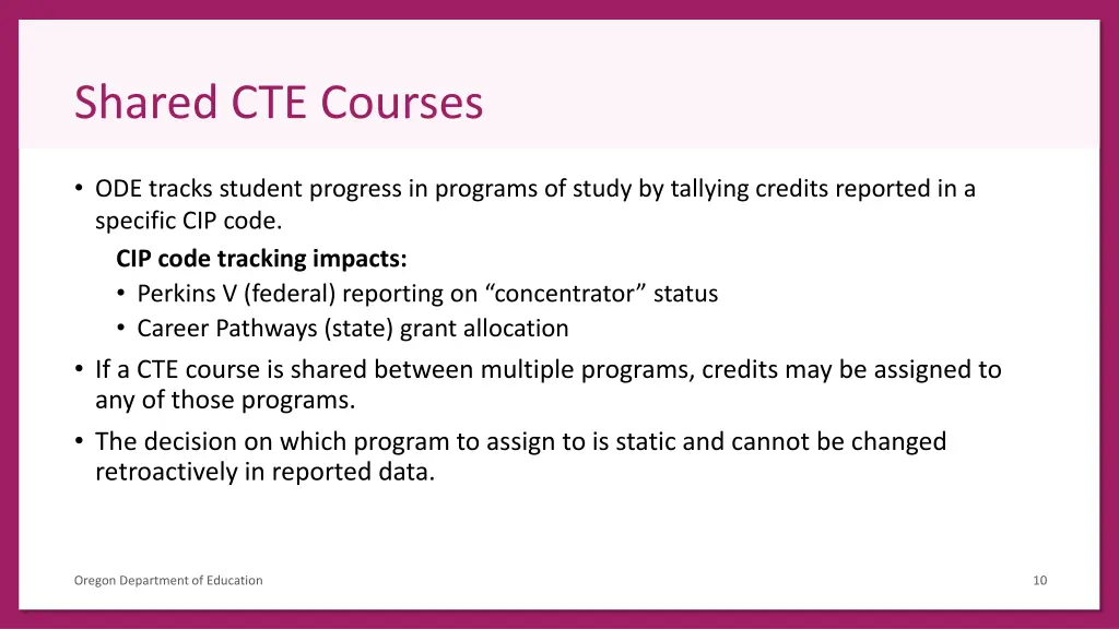 shared cte courses