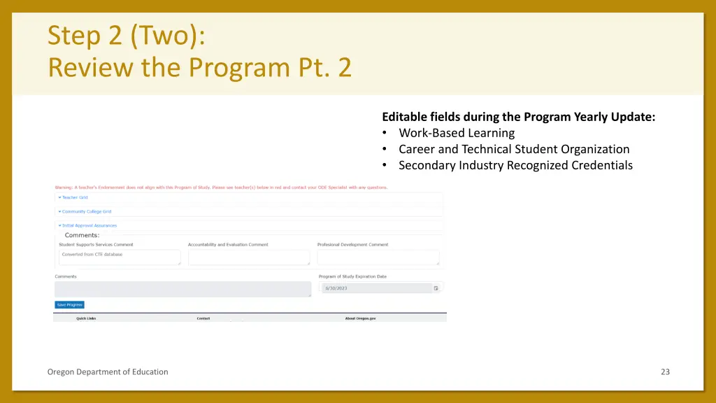 step 2 two review the program pt 2