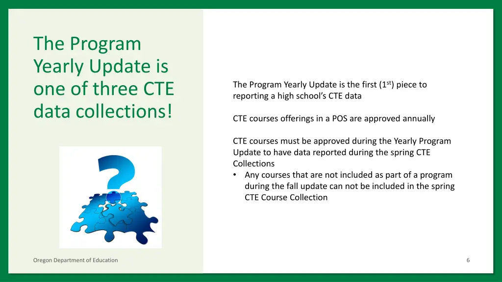 the program yearly update is one of three