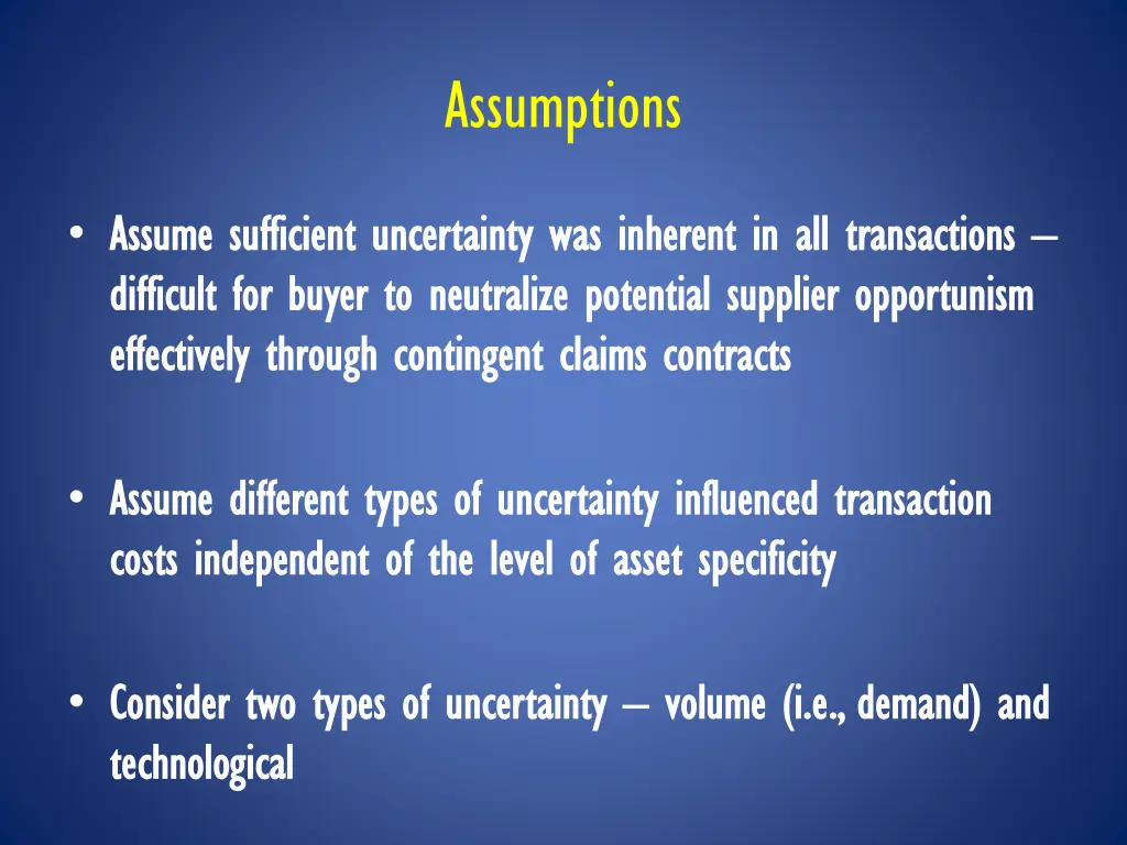 assumptions