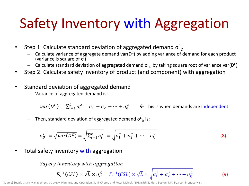 safety inventory with aggregation