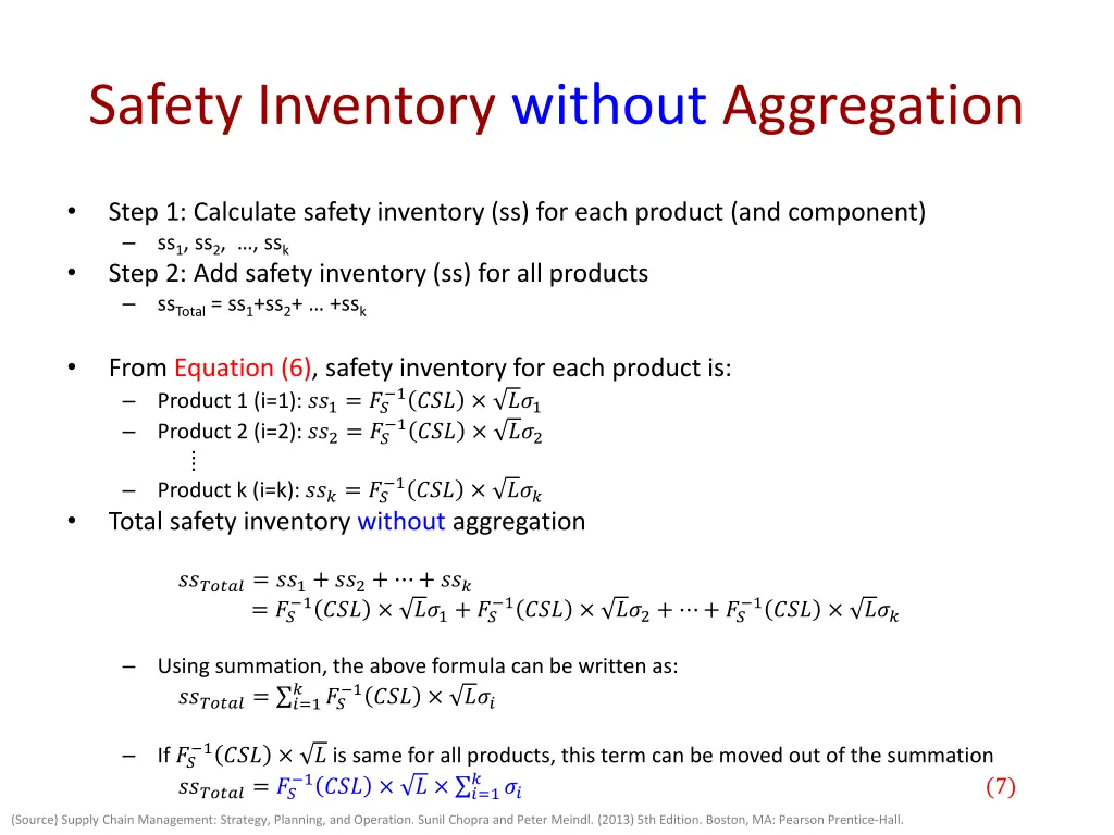 safety inventory without aggregation