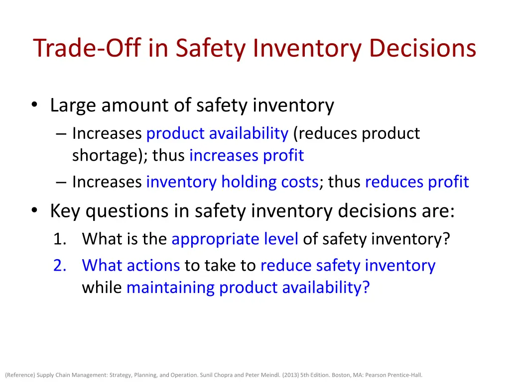 trade off in safety inventory decisions