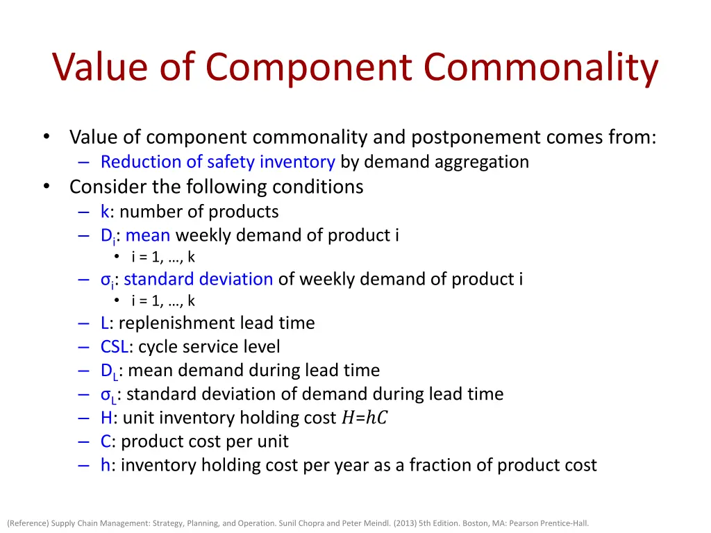 value of component commonality