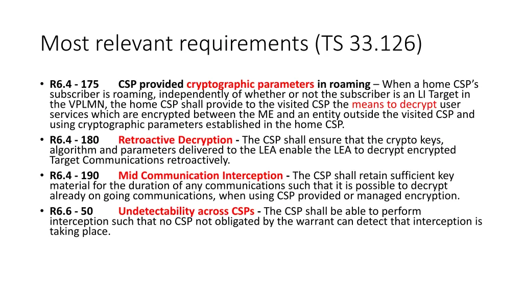 most relevant requirements ts 33 126