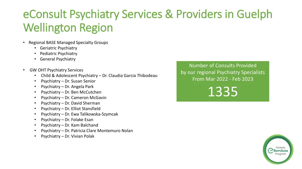 econsult psychiatry services providers in guelph
