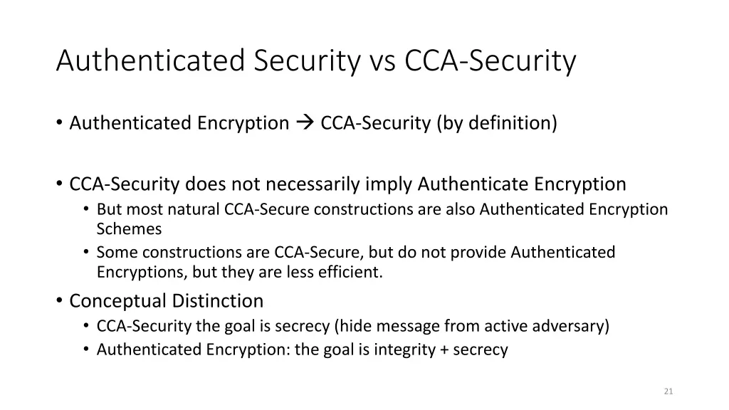 authenticated security vs cca security