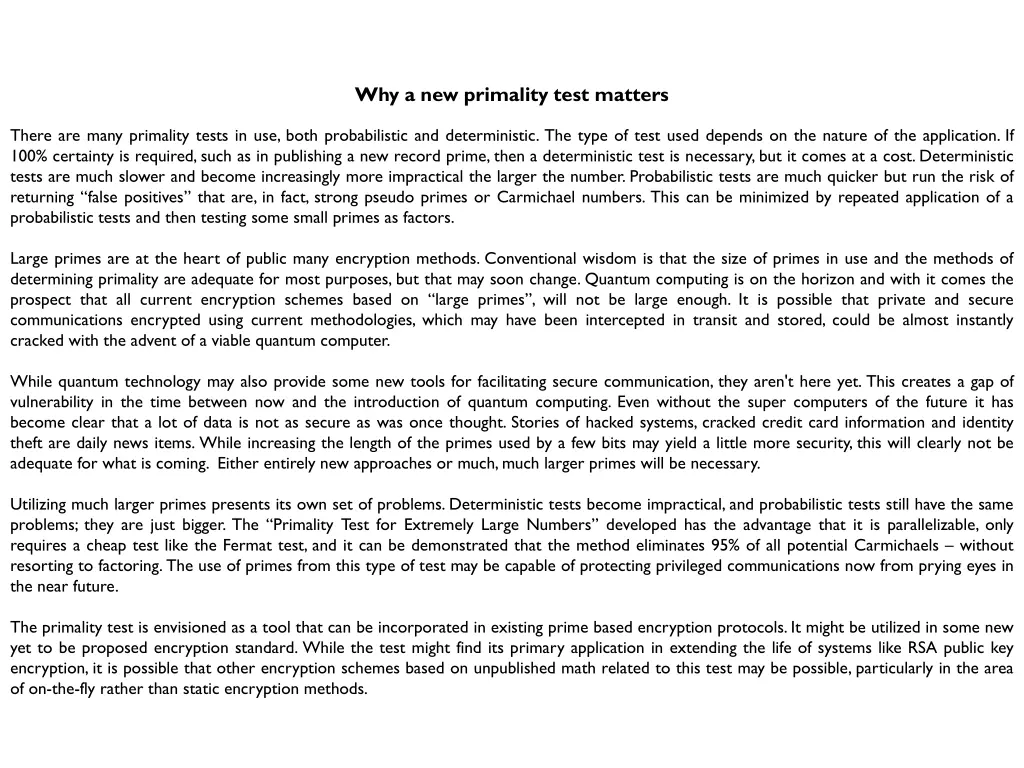 why a new primality test matters