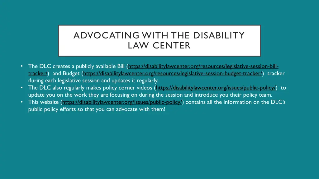 advocating with the disability law center